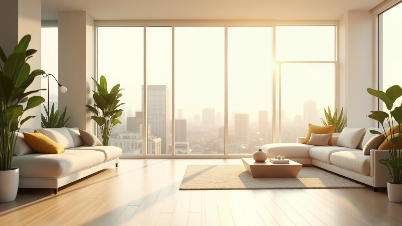 A bright, sunlit London living space cleaned with eco-friendly products